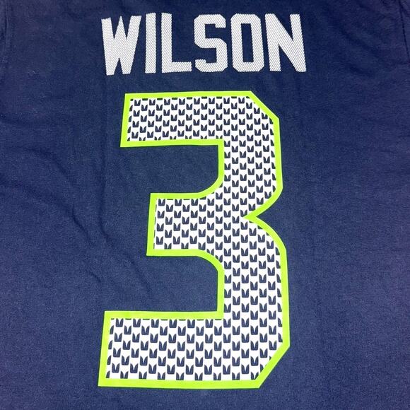Seattle Seahawks Shirt Mens Large Blue Nike Wilson 3 NFL Football Tee Cotton - Picture 1 of 13